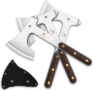 Throwing Axes, 3 Pack 10.2" Throwing Tomahawk Axe Set Full Tang with Wooden Handle and Nylon Sheaths, 4.3" Blades Design, Perfect for Axe Throwing Game, Competition and Recreation