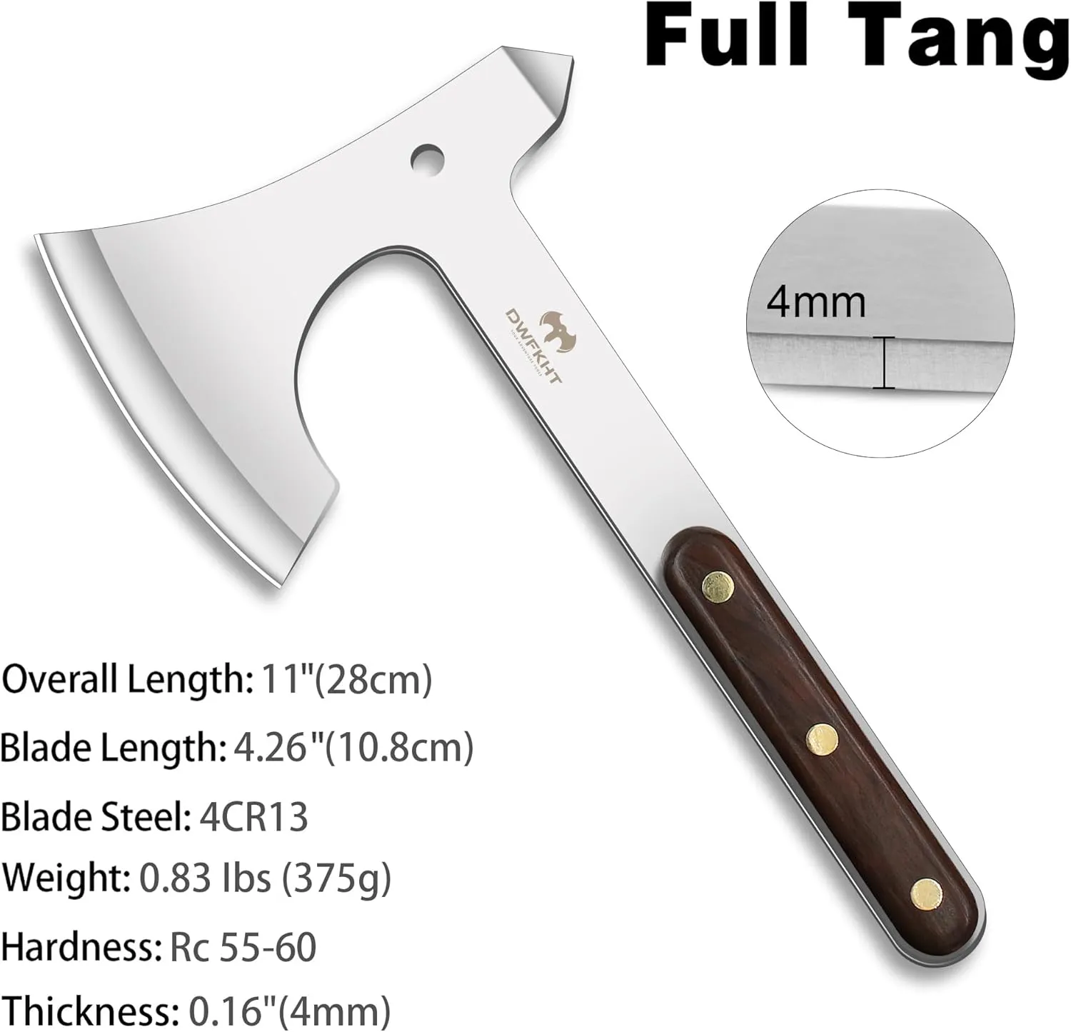Throwing Axes, 3 Pack 10.2" Throwing Tomahawk Axe Set Full Tang with Wooden Handle and Nylon Sheaths, 4.3" Blades Design, Perfect for Axe Throwing Game, Competition and Recreation