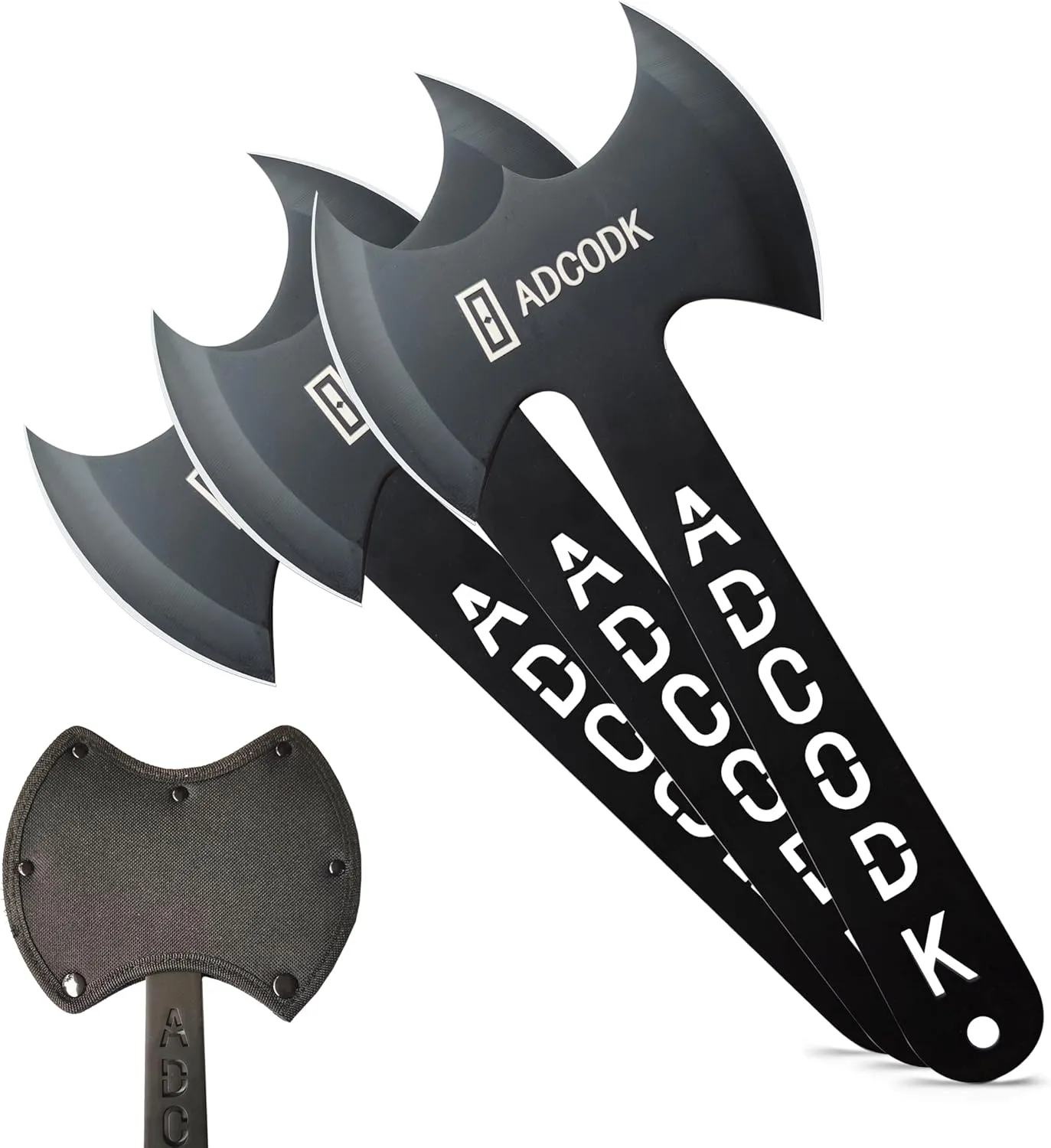 Throwing Axes and Tomahawks with Black Coated Letter Handle 11 inch Full Tang Double Bit Throwing Axe Set with Sheath, Viking Axe Throwing Game for Recreation and Competition