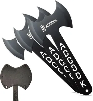 Throwing Axes and Tomahawks with Black Coated Letter Handle 11 inch Full Tang Double Bit Throwing Axe Set with Sheath, Viking Axe Throwing Game for Recreation and Competition