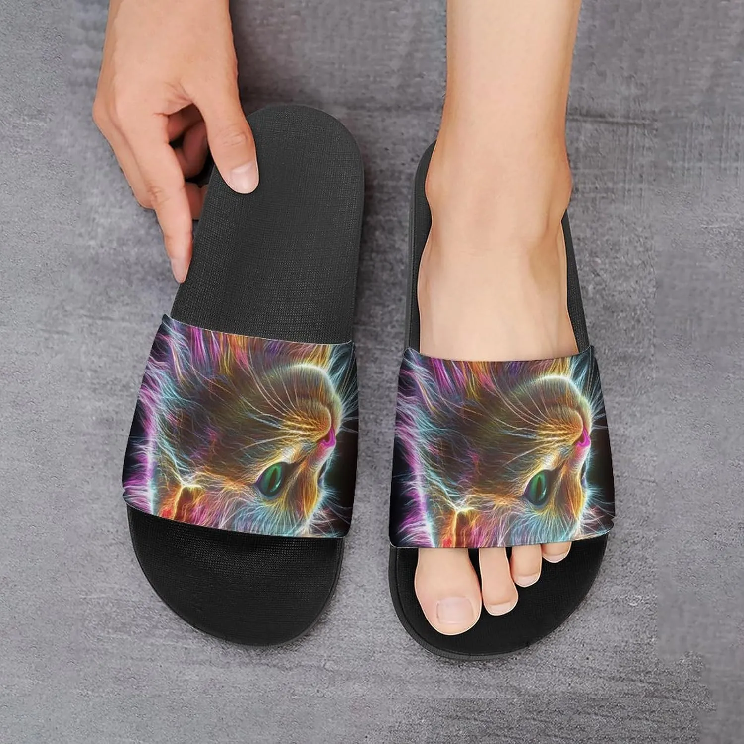Thunder Cat Colorful Spirit God Shower Shoes Slippers PVC Non-Slip Home for Bathroom Beach Indoor Outdoor