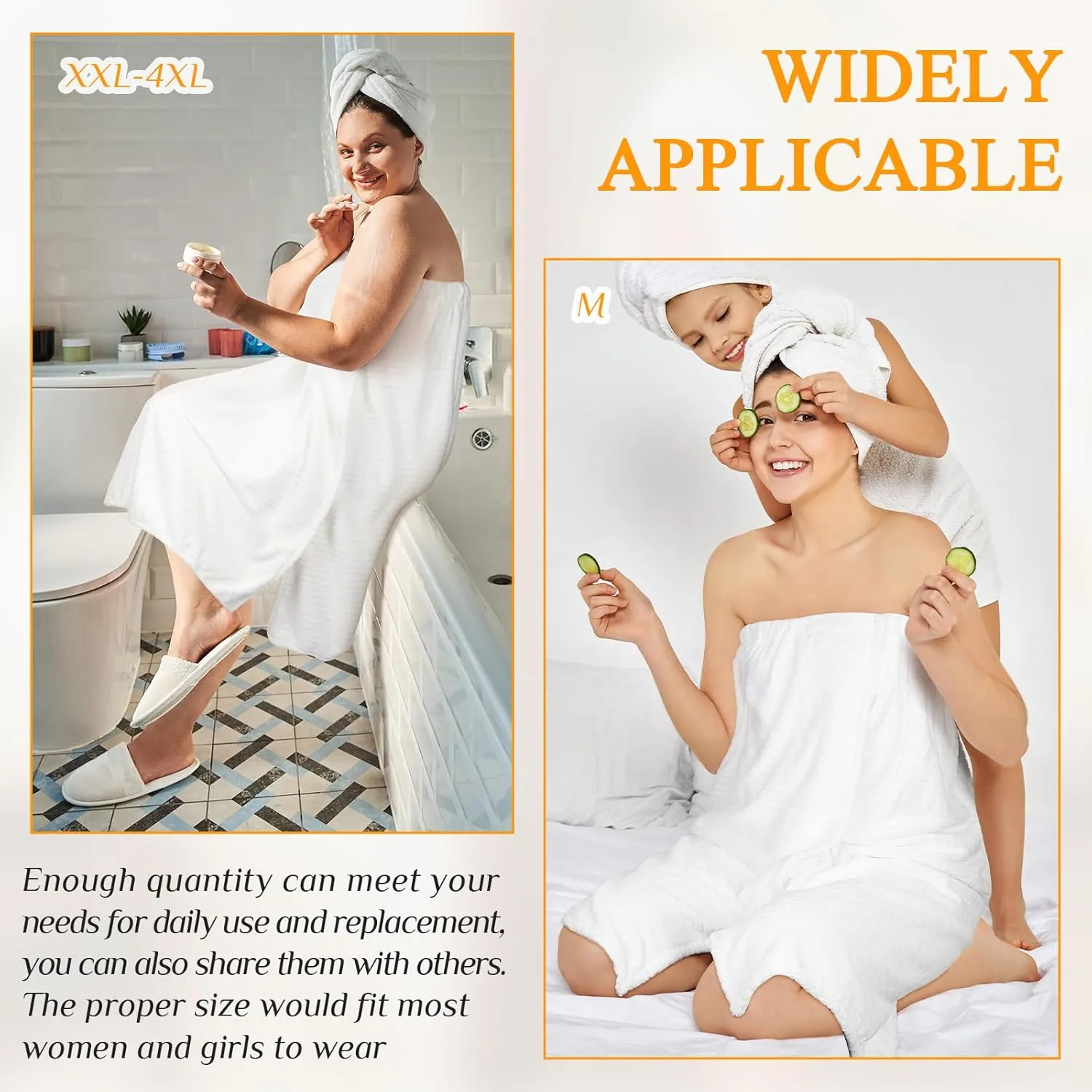 Tigeen 2 Pcs Women's Towel Wrap Lightweight Spa Robe Stripes with Adjustable Closure, Elastic Top Soft Bathrobe Spa Wrap