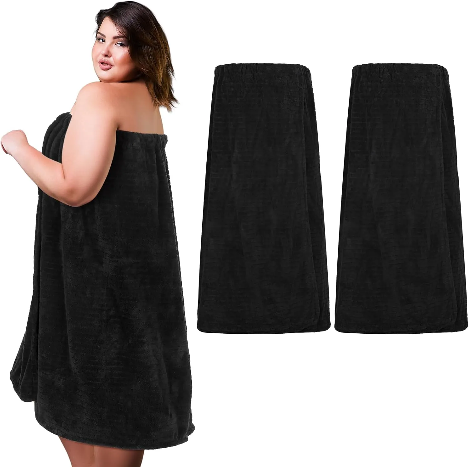 Tigeen 2 Pcs Women's Towel Wrap Lightweight Spa Robe Stripes with Adjustable Closure, Elastic Top Soft Bathrobe Spa Wrap