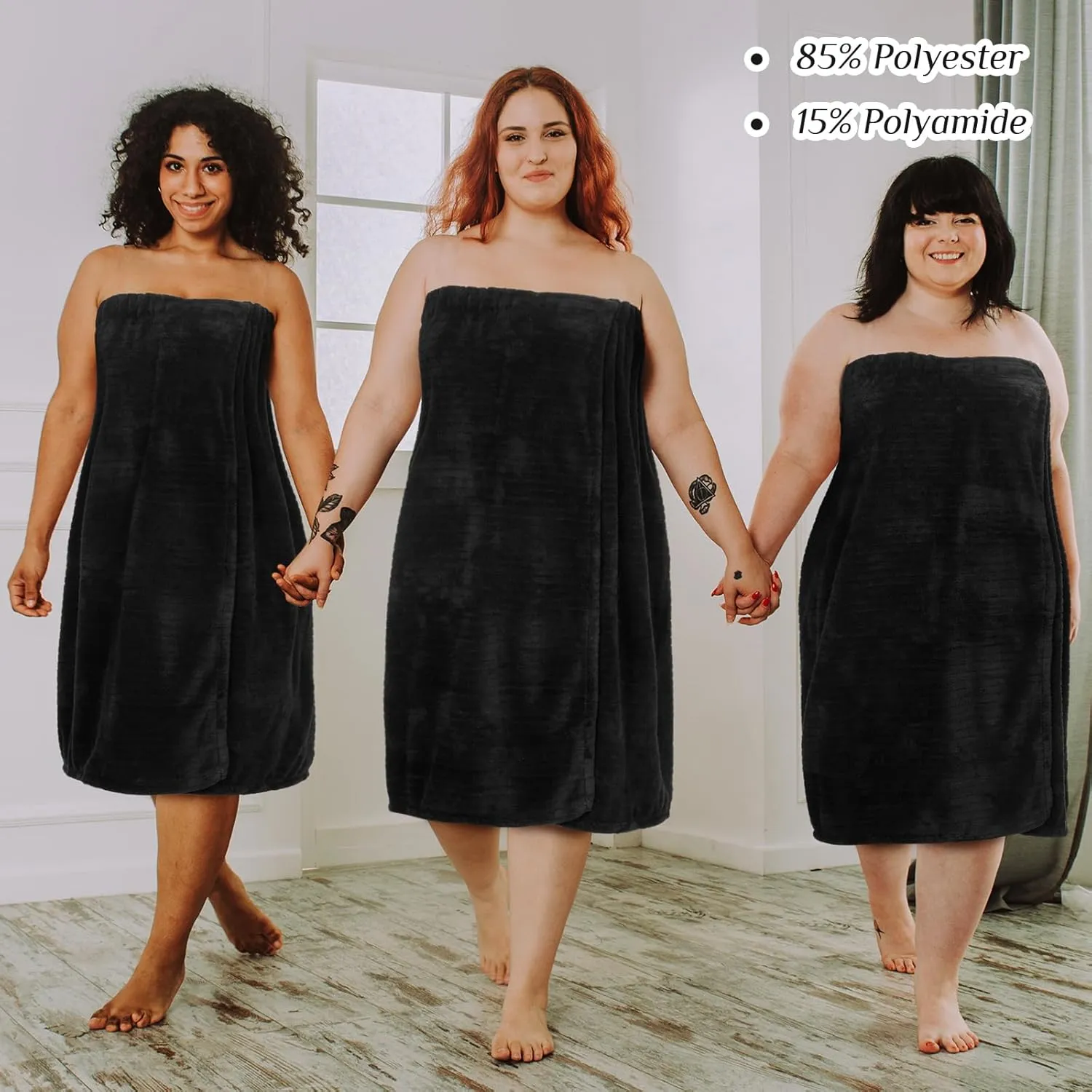 Tigeen 2 Pcs Women's Towel Wrap Lightweight Spa Robe Stripes with Adjustable Closure, Elastic Top Soft Bathrobe Spa Wrap