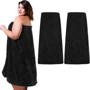 Tigeen 2 Pcs Women's Towel Wrap Lightweight Spa Robe Stripes with Adjustable Closure, Elastic Top Soft Bathrobe Spa Wrap