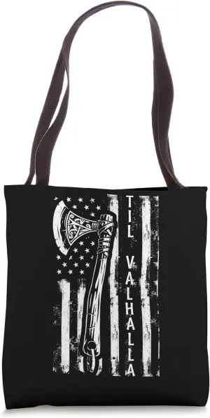 TIL VALHALLA Viking Axe Norse Mythology Tote Bag
