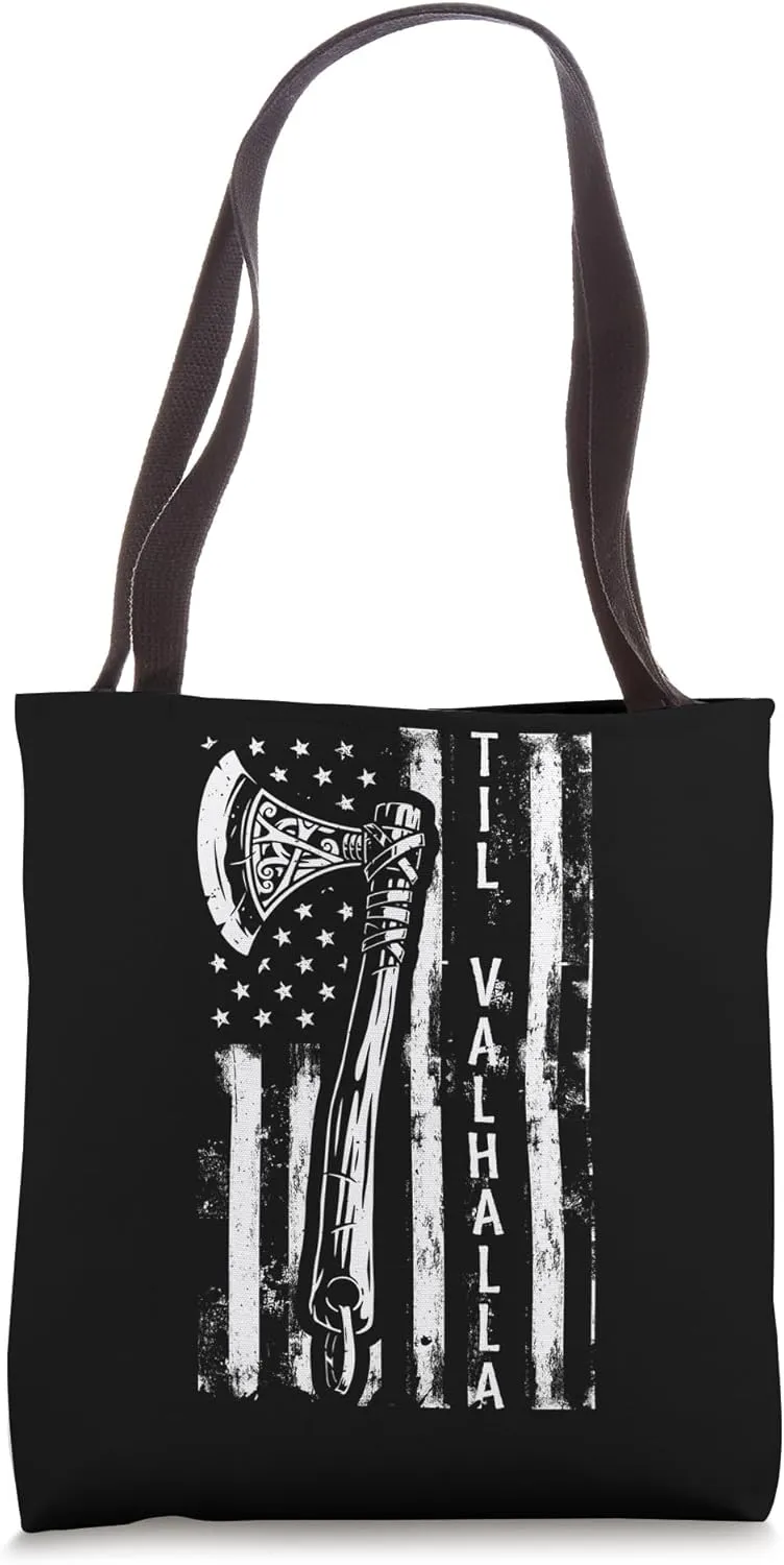 TIL VALHALLA Viking Axe Norse Mythology Tote Bag