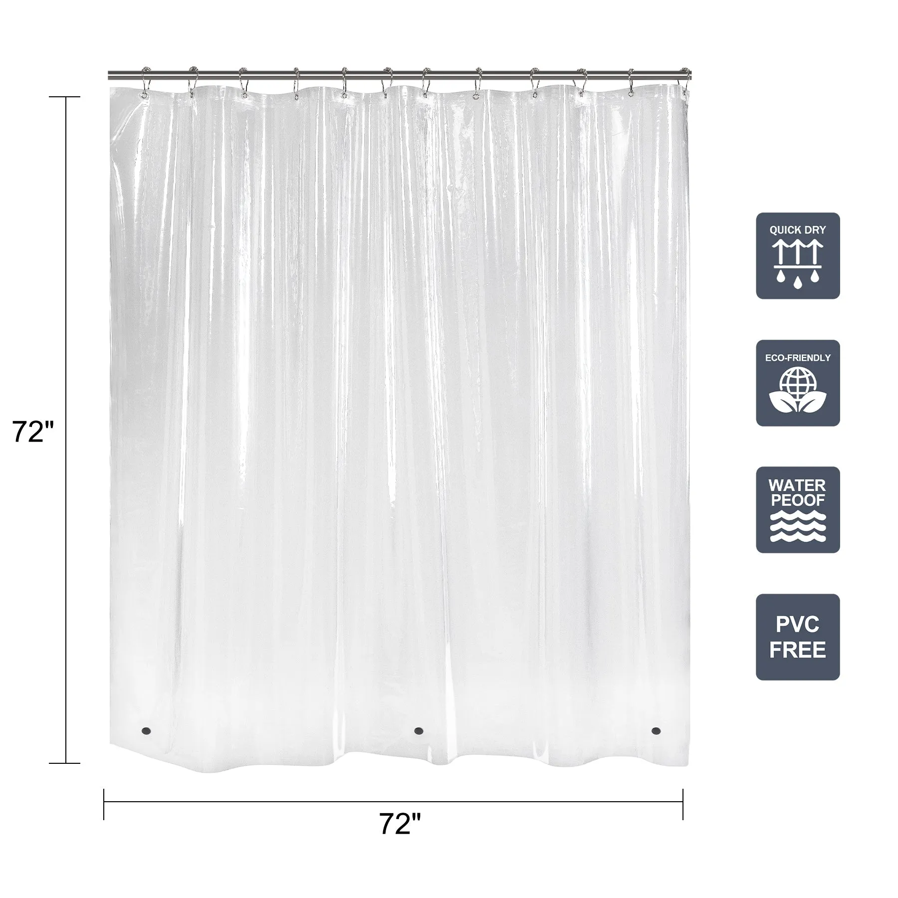 Titanker Clear Shower Curtain Liner, Lightweight PEVA Shower Curtain Liner for Bathroom