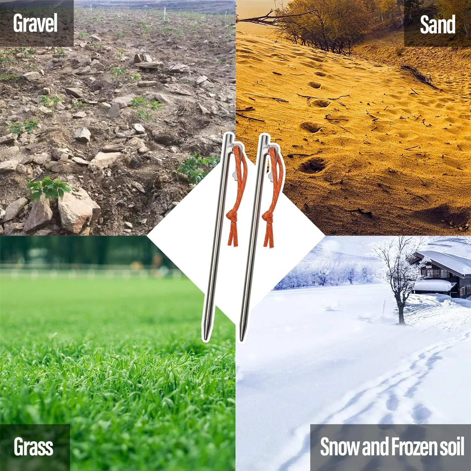 TiTo Titanium Tent Pegs Stakes Lightweight Snowfield Grassland Heavy Duty Tent Nails for Outdoor Camping Hiking and Plant Support Garden Stakes 4pcs/6pcs (8×350mm-6pcs)