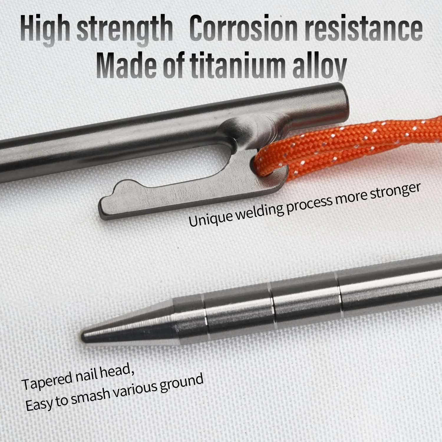 TiTo Titanium Tent Pegs Stakes Lightweight Snowfield Grassland Heavy Duty Tent Nails for Outdoor Camping Hiking and Plant Support Garden Stakes 4pcs/6pcs (8×350mm-6pcs)