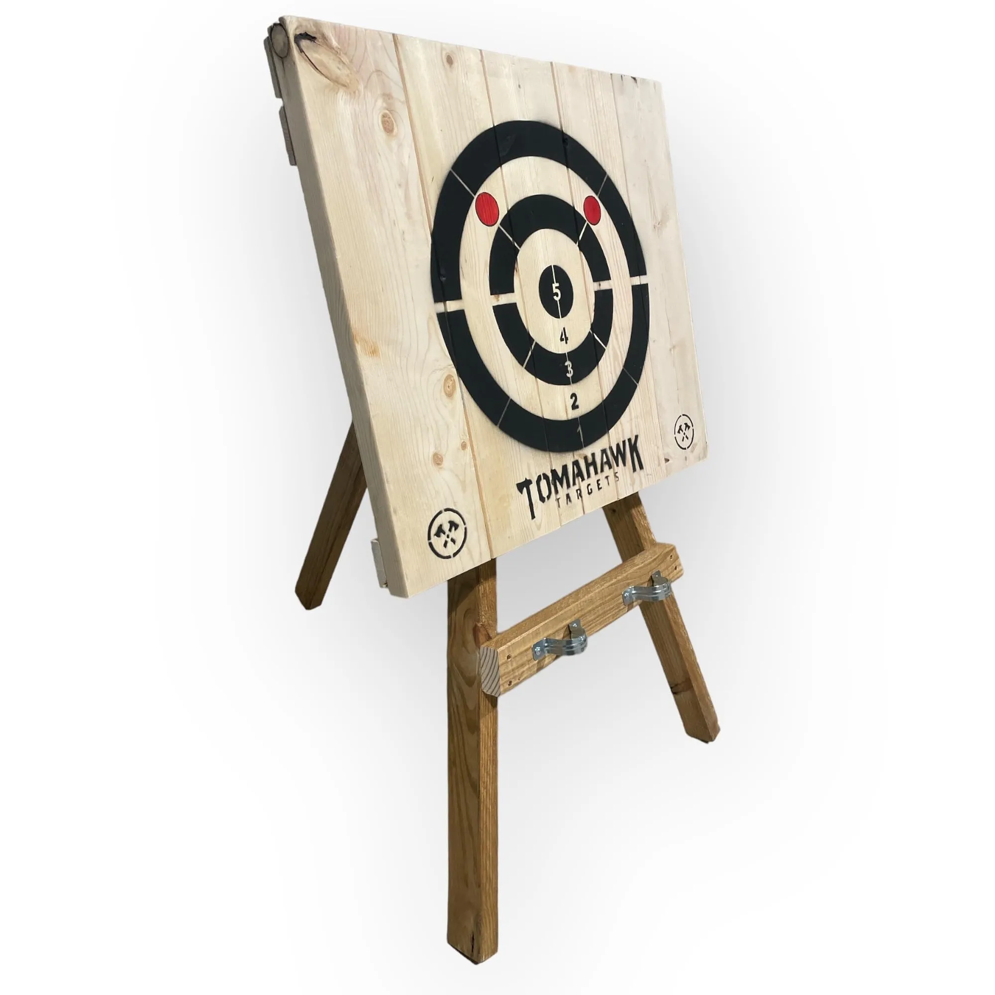 Tomahawk Targets - Large 4 Ring Wooden Axe and Knife Throwing Tripod Target Board and Stand, 4ft Tall (Axes not Included)
