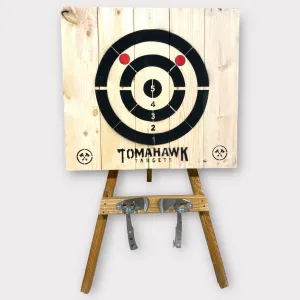 Tomahawk Targets - Large 4 Ring Wooden Axe and Knife Throwing Tripod Target Board and Stand, 4ft Tall (Axes not Included)