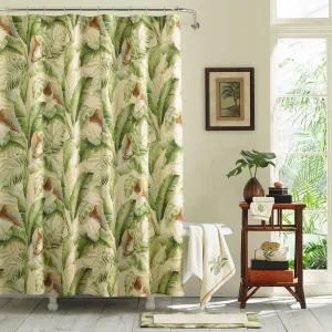 Tommy Bahama - Fabric Shower Curtain, Tropical Lightweight Style, Hook Holes Top (Palmiers Green, 72" x 84")