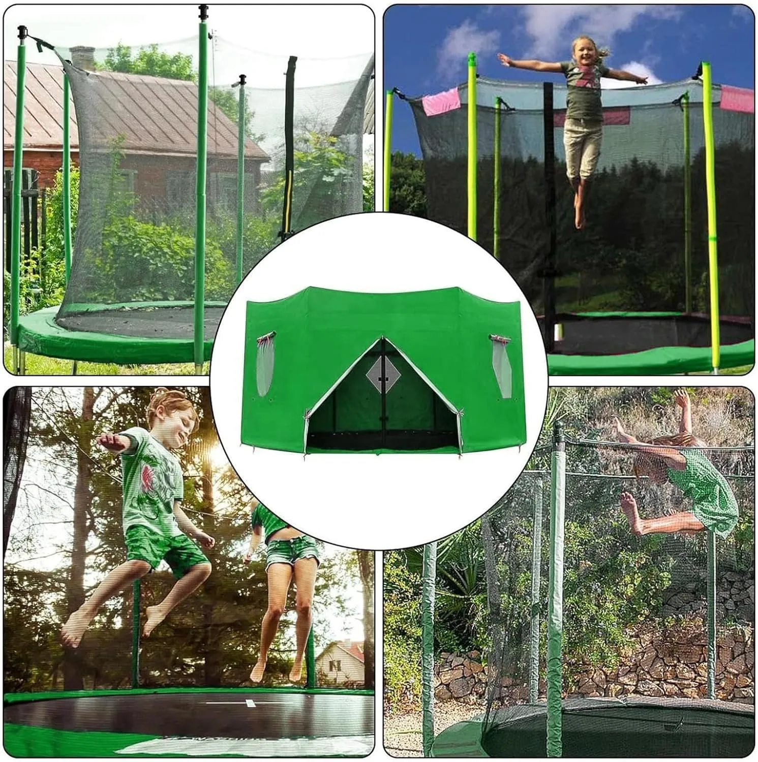 Trampoline Tent, 2025 New Upgrade Outdoor Tent, Trampoline Cover with Rainproof Tent and Sunshade Outdoor Protective Fabric for Jumping, Trampoline Sun Protection, 6FT/8FT/10FT/12FT/14FT