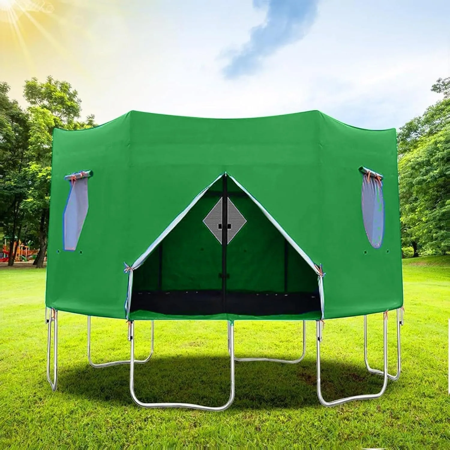 Trampoline Tent, 2025 New Upgrade Outdoor Tent, Trampoline Cover with Rainproof Tent and Sunshade Outdoor Protective Fabric for Jumping, Trampoline Sun Protection, 6FT/8FT/10FT/12FT/14FT