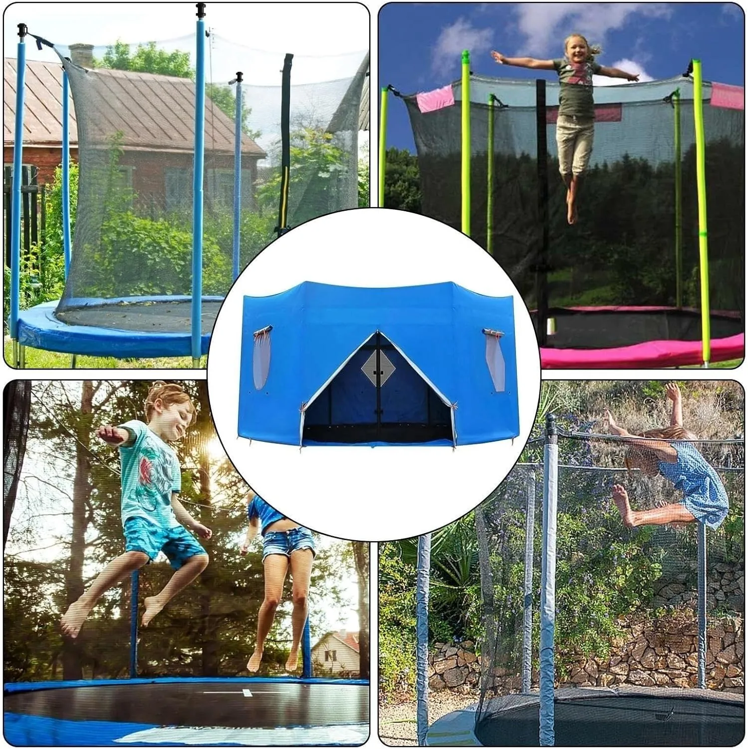 Trampoline Tent, 6FT/8FT/10FT/12FT/14FT/15FT Trampoline Tent Cover, Waterproof Oxford Trampoline Canopy, Trampoline Sun Shade for 6 Straight Pole Round Trampoline