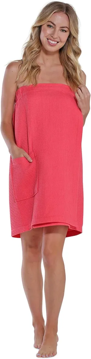 Turquaz Lightweight Knee Length Waffle Robes For Women Spa Bath Waffle