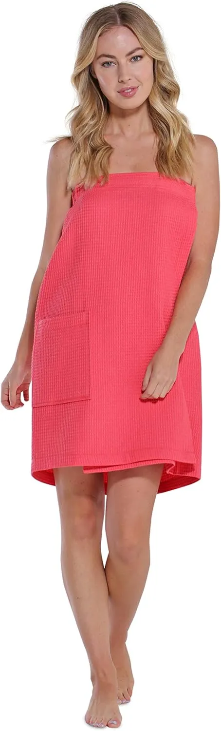 Turquaz Lightweight Knee Length Waffle Robes For Women Spa Bath Waffle