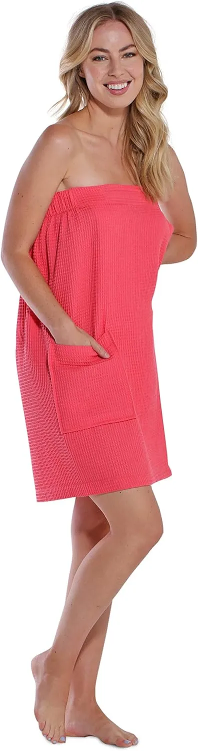 Turquaz Lightweight Knee Length Waffle Robes For Women Spa Bath Waffle