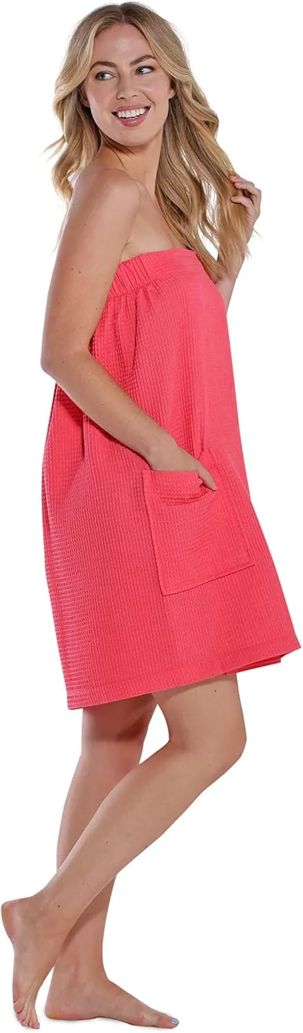 Turquaz Lightweight Knee Length Waffle Robes For Women Spa Bath Waffle