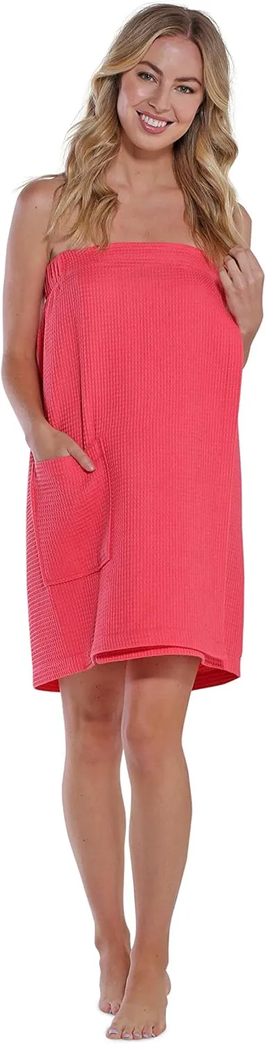 Turquaz Lightweight Knee Length Waffle Robes For Women Spa Bath Waffle