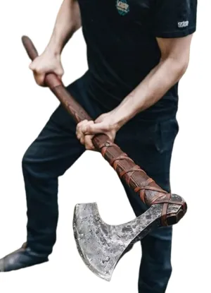 Two Handed Berserker Axes Handmade Viking Axe Hatchet Norse Axe- 40" Long Two-Handed Berserker Axe Forged Axe - Bearded Axe - with Sheath(Large NorseAxe)