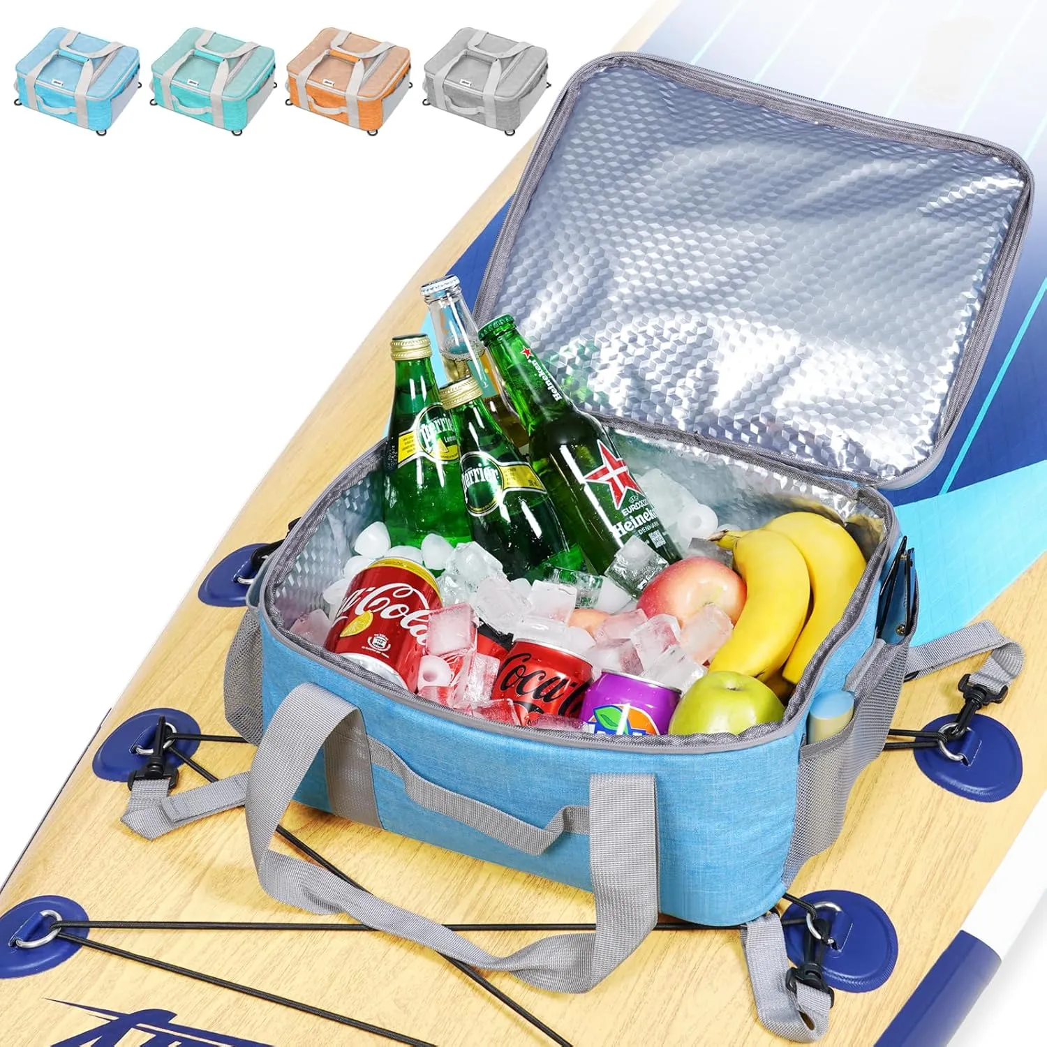 Uboway Paddle Board Accessories - Large Paddle Board Cooler with Side Pouches for Water Bottles, Waterproof SUP Cooler Deck Bag with Top Mesh Pocket, Paddle Board Cooler Bag, Insulated Kayak Cooler