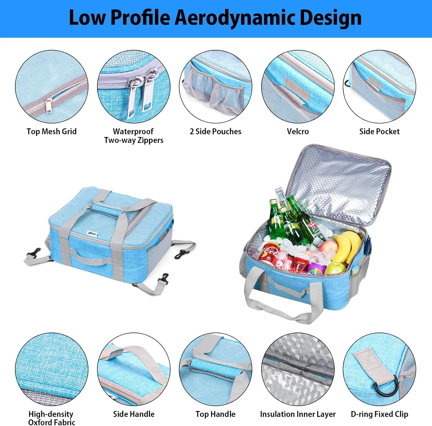 Uboway Paddle Board Accessories - Large Paddle Board Cooler with Side Pouches for Water Bottles, Waterproof SUP Cooler Deck Bag with Top Mesh Pocket, Paddle Board Cooler Bag, Insulated Kayak Cooler