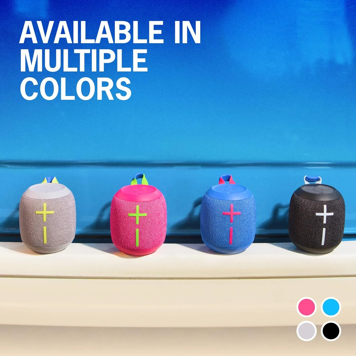 Ultimate Ears WONDERBOOM 3, Small Portable Wireless Bluetooth Speaker, Big Bass 360-Degree Sound for Outdoors, Waterproof, Dustproof IP67, Floatable, 131 ft Range - Joyous Brights Grey