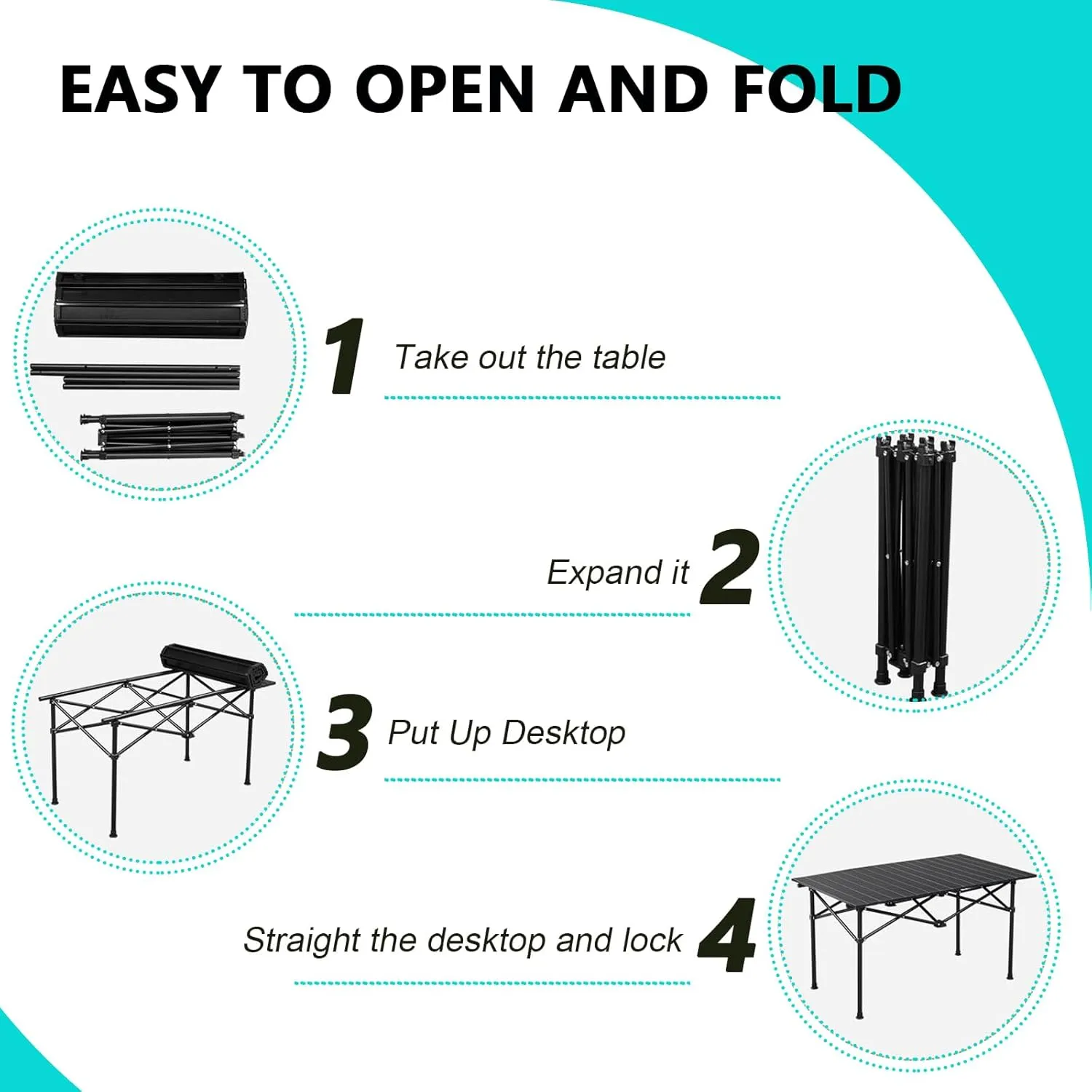 Ultralight Compact Camping Table, Foldable Aluminum Table with Carry Bag, Perfect for Beach, Travel, Boat, and Outdoor Adventures Black 95×55×50cm/37×21×19.7in