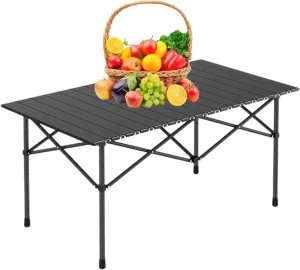Ultralight Compact Camping Table, Foldable Aluminum Table with Carry Bag, Perfect for Beach, Travel, Boat, and Outdoor Adventures Black 95×55×50cm/37×21×19.7in