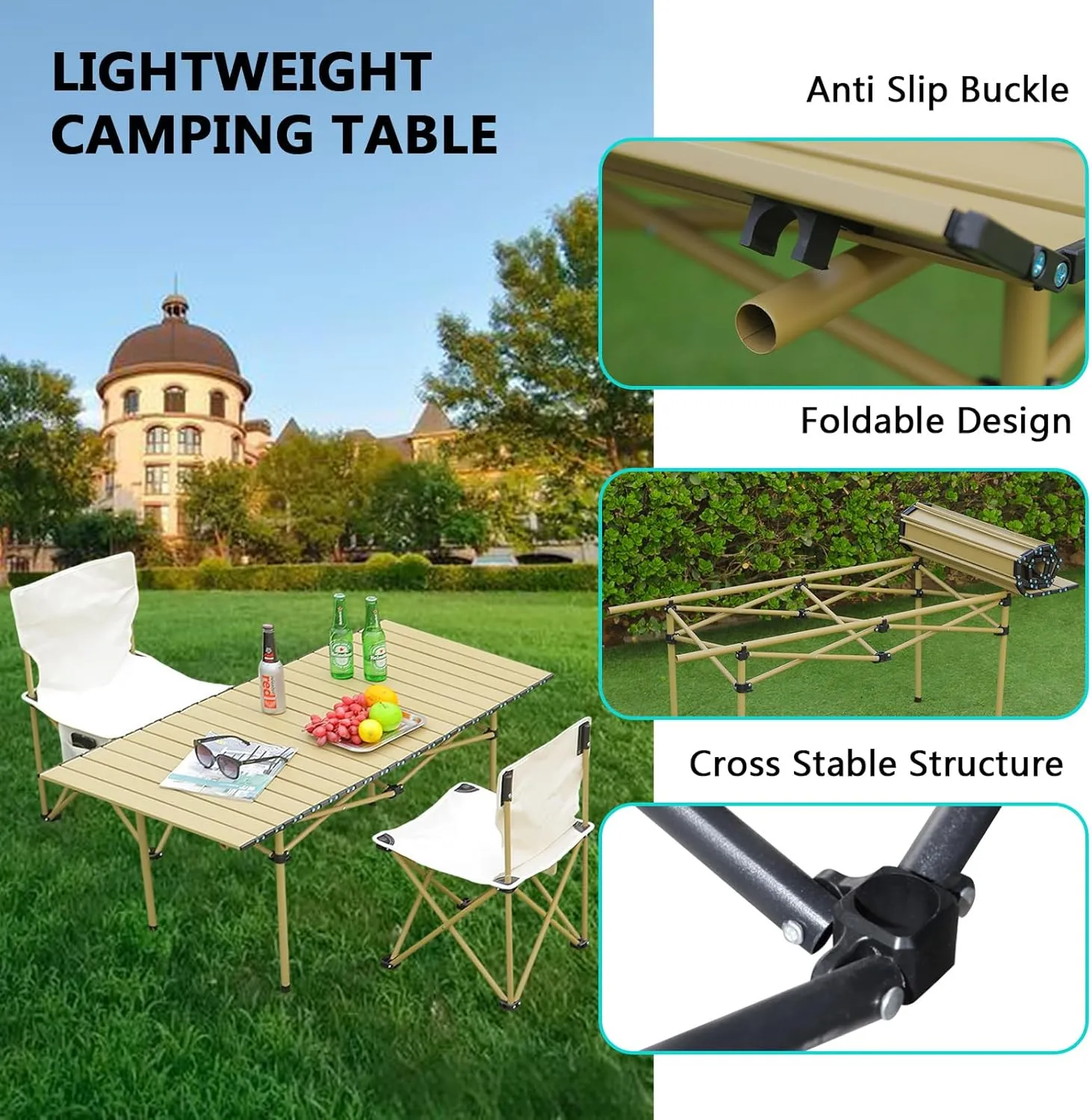 Ultralight Compact Camping Table, Foldable Aluminum Table with Carry Bag, Perfect for Beach, Travel, Boat, and Outdoor Adventures Black 95×55×50cm/37×21×19.7in