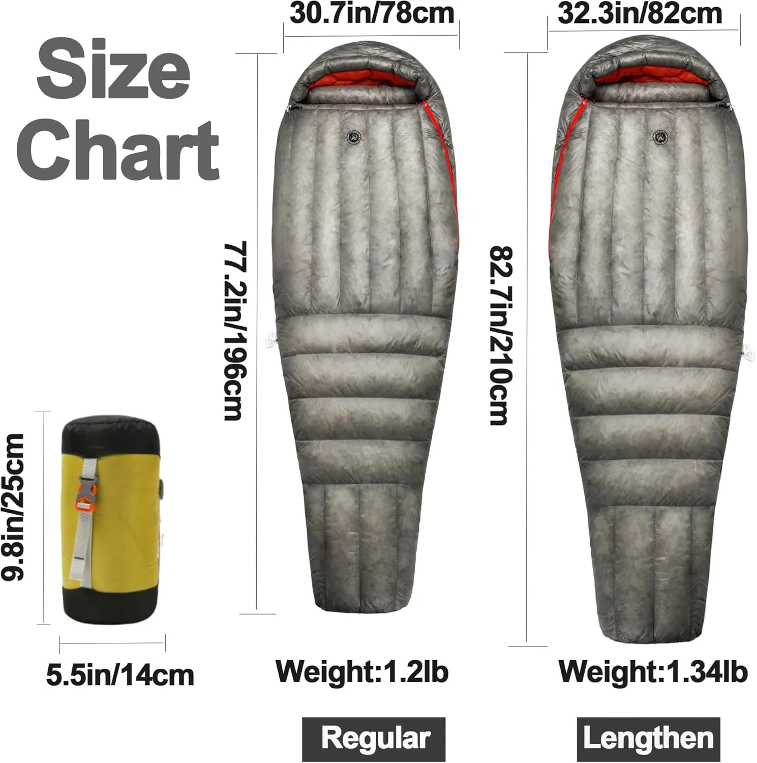 Ultralight Down Mummy Sleeping Bag,Duck Down 800 FP,IFlex7D Tear Resistant Waterproof Nylon,with Anti-Clip Zipper,Compression Bag,Storage Bag,Splicable,for Backpacking,Campers
