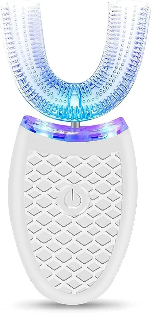 Ultrasonic Electric Toothbrush Adults, Automatic Toothbrush U Shaped Whole Mouth 360° Cleaning Teeth Whitening Hands Free Rechargeable IPX7 Waterproof
