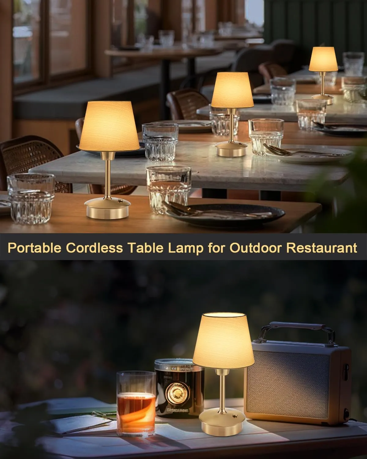 UMEXUS Small Cordless Table Lamp, 5200mAh Battery Operated Touch Lamps for Restaurant Dinner Table, Rechargeable Dimmable Portable Night Light for Bedside Dining Room Patio Kitchen Outdoor Décor