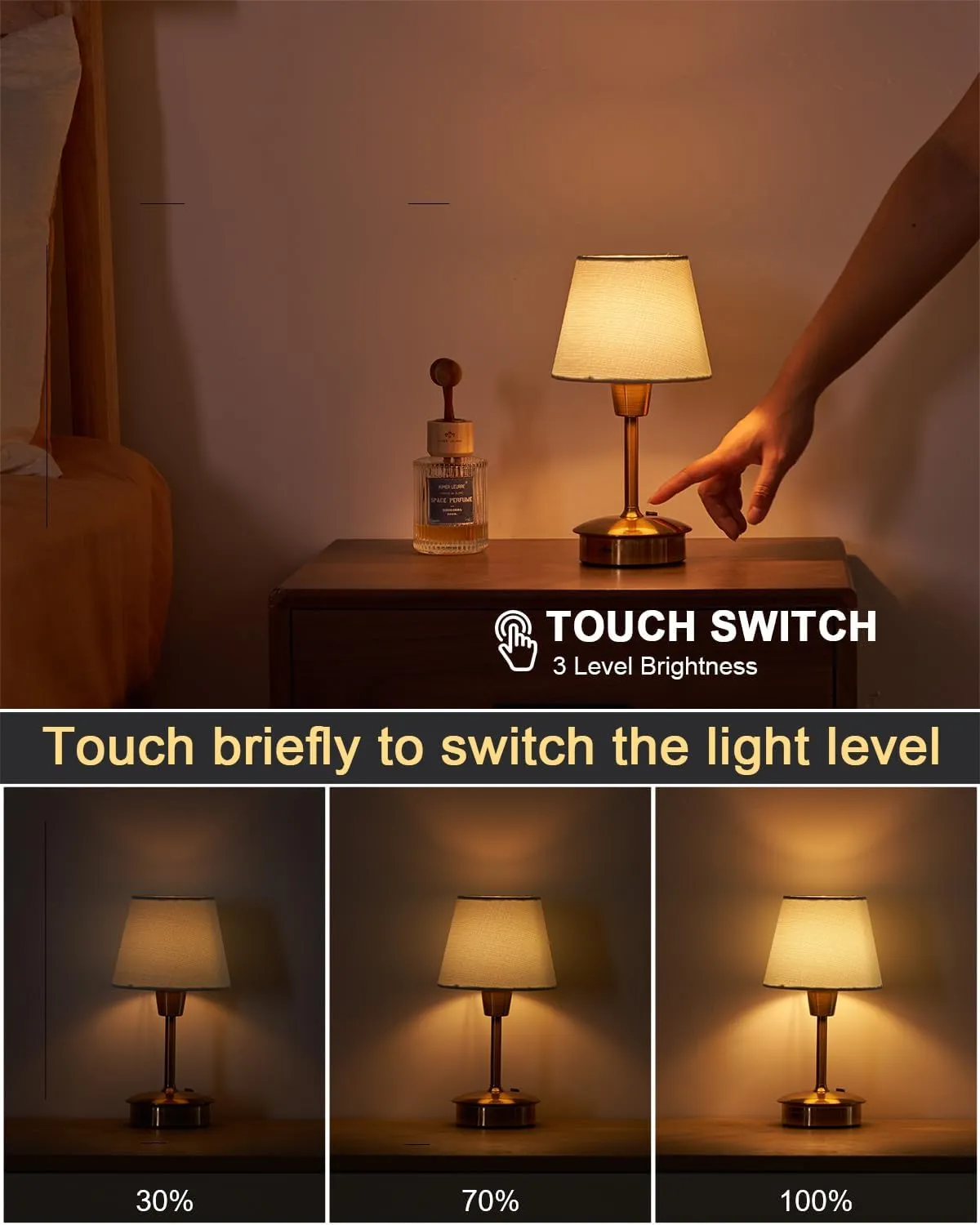 UMEXUS Small Cordless Table Lamp, 5200mAh Battery Operated Touch Lamps for Restaurant Dinner Table, Rechargeable Dimmable Portable Night Light for Bedside Dining Room Patio Kitchen Outdoor Décor