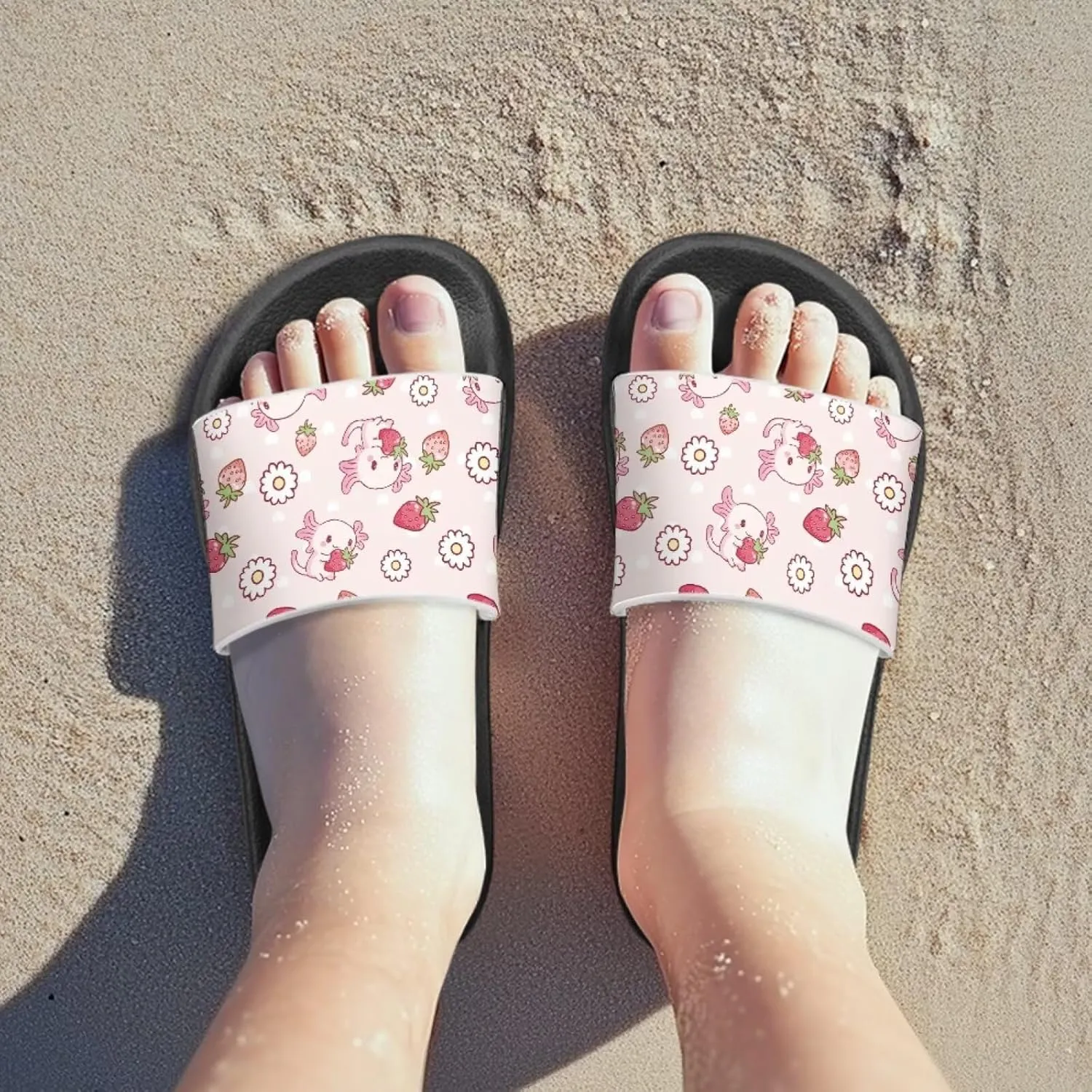 UNICEU Cute Animal Print House Slippers for Kids Comfortable Slip On Shower Shoes Lightweight Non-Slip Slides Sandals