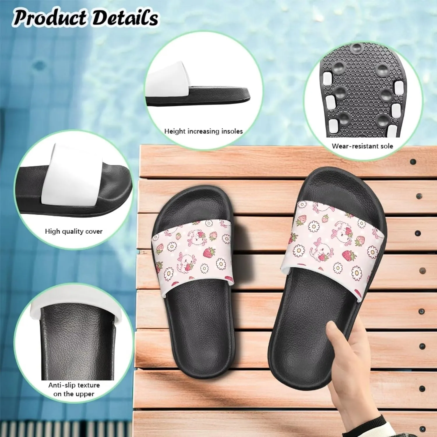 UNICEU Cute Animal Print House Slippers for Kids Comfortable Slip On Shower Shoes Lightweight Non-Slip Slides Sandals
