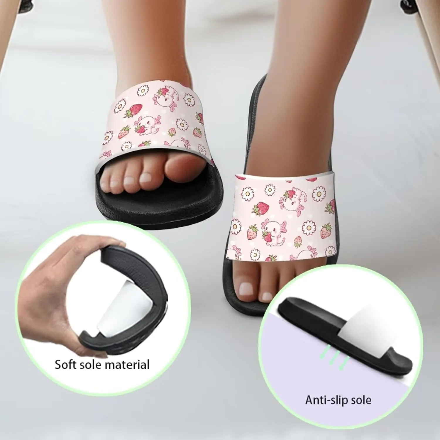 UNICEU Cute Animal Print House Slippers for Kids Comfortable Slip On Shower Shoes Lightweight Non-Slip Slides Sandals
