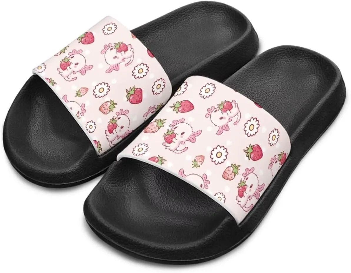 UNICEU Cute Animal Print House Slippers for Kids Comfortable Slip On Shower Shoes Lightweight Non-Slip Slides Sandals