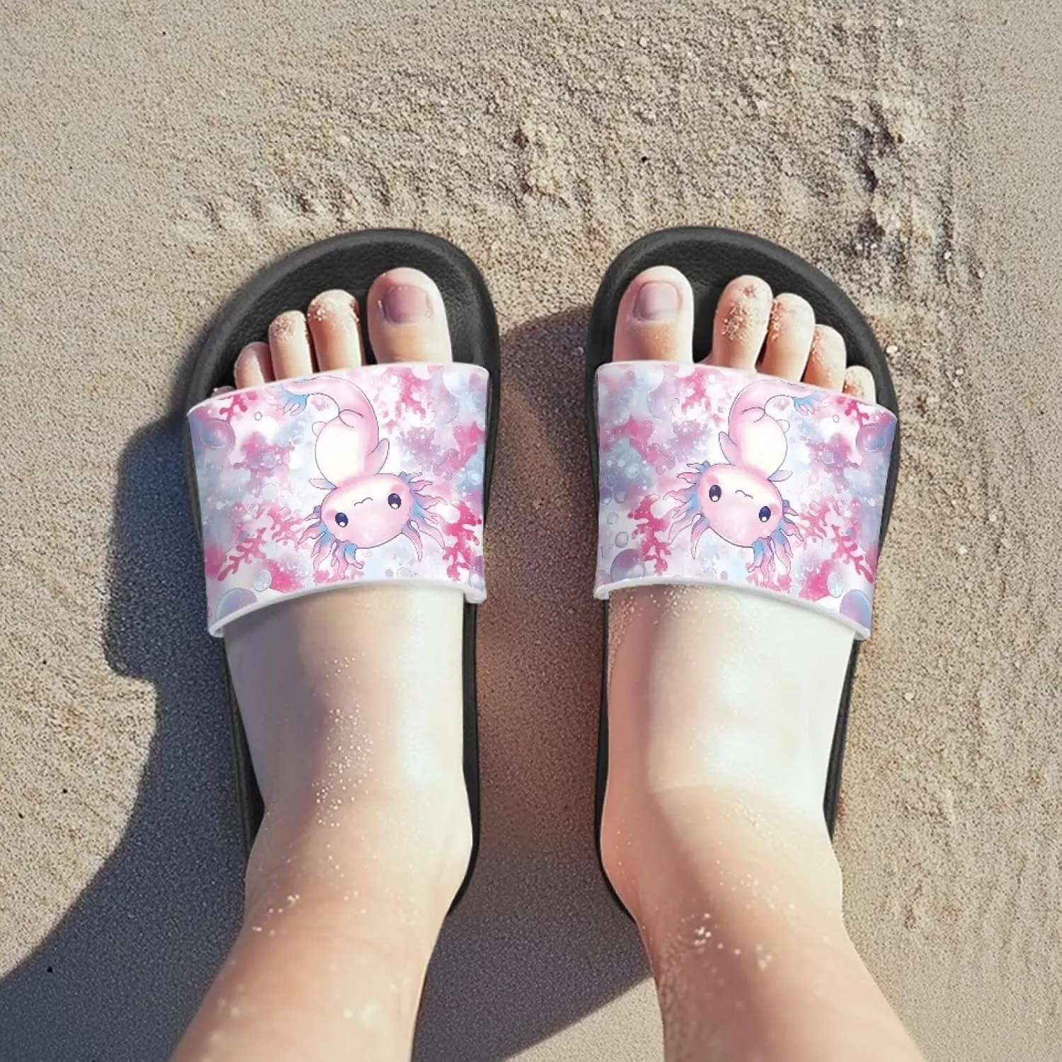 UNICEU Cute Animal Print House Slippers for Kids Comfortable Slip On Shower Shoes Lightweight Non-Slip Slides Sandals