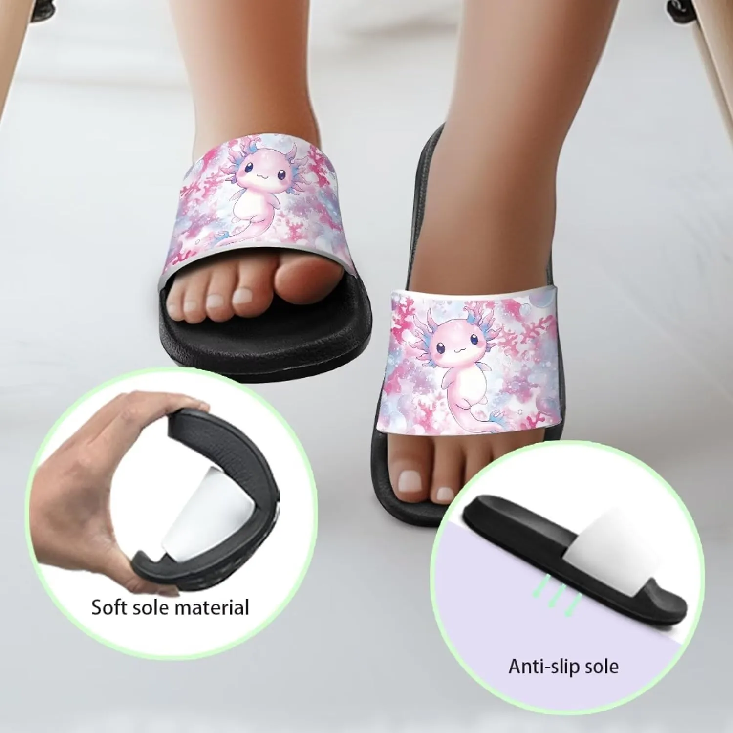 UNICEU Cute Animal Print House Slippers for Kids Comfortable Slip On Shower Shoes Lightweight Non-Slip Slides Sandals