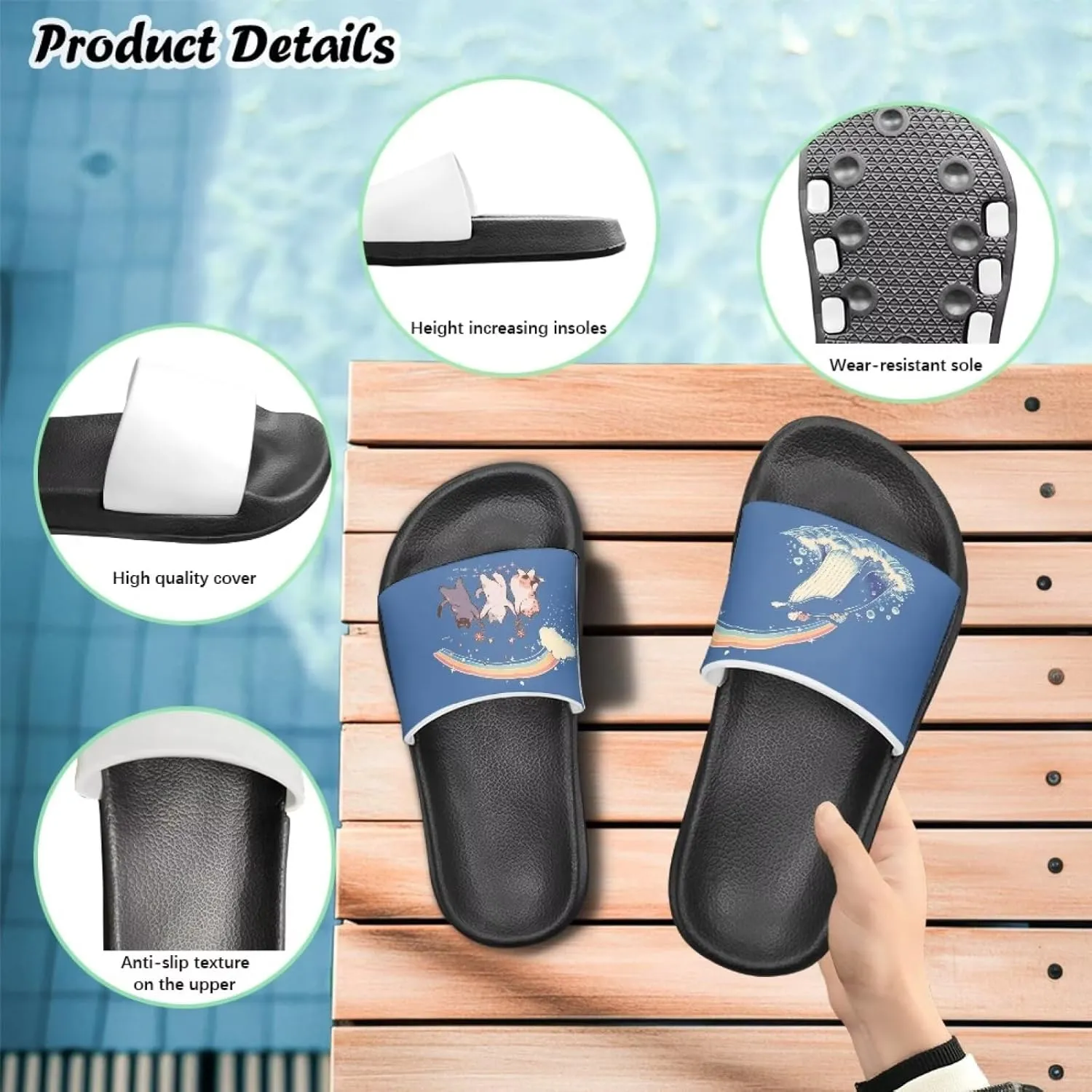 UNICEU Kids House Slippers Comfortable Open Toe Slides Sandals Girls Boys Slip On Lightweight Casual Shower Shoes