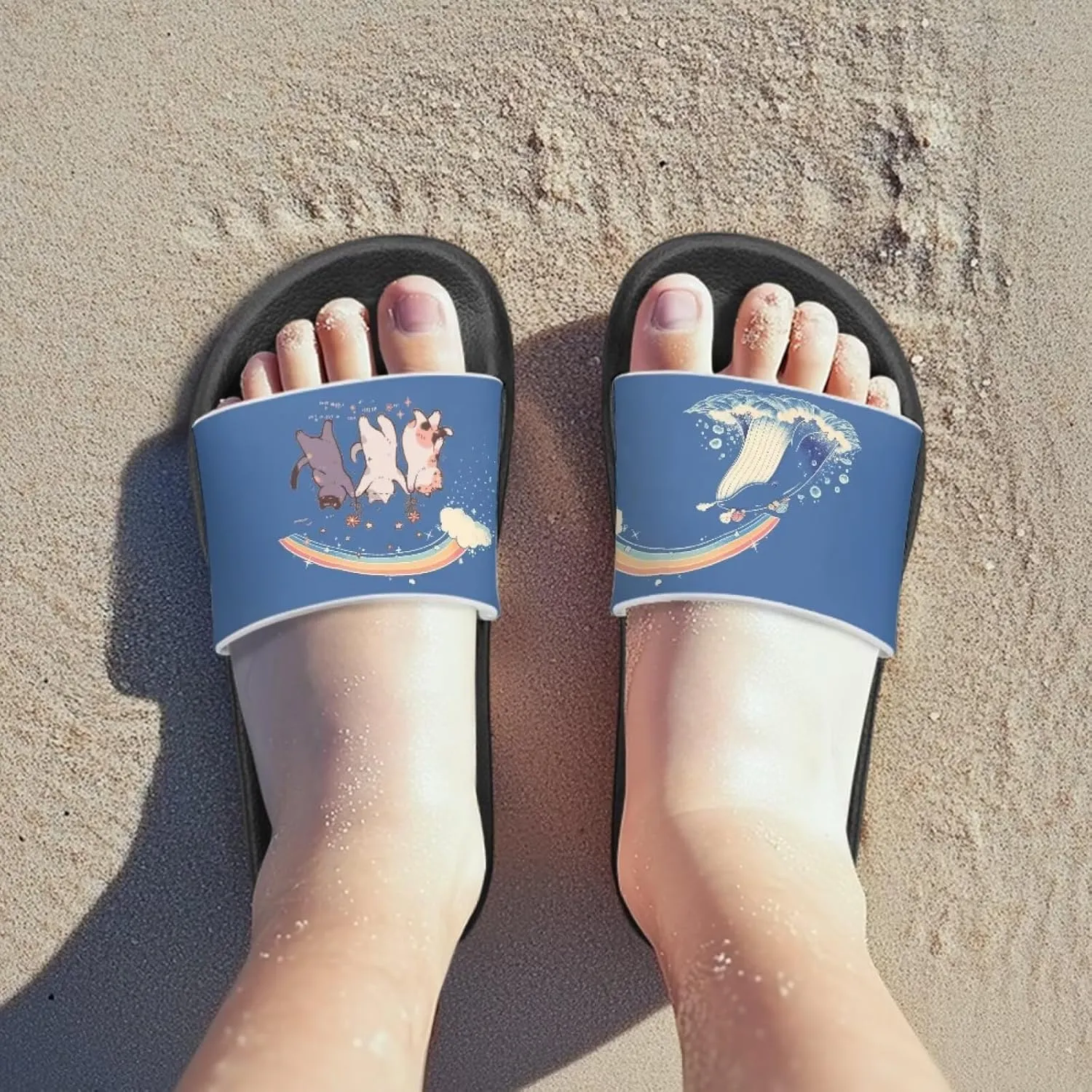 UNICEU Kids House Slippers Comfortable Open Toe Slides Sandals Girls Boys Slip On Lightweight Casual Shower Shoes