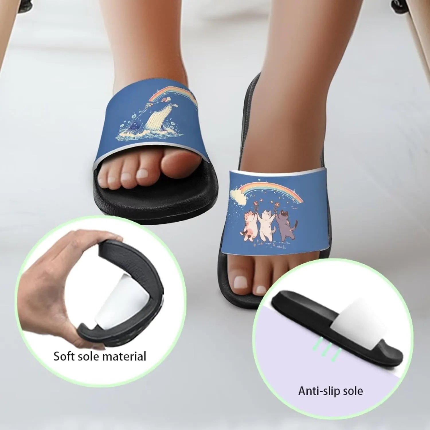 UNICEU Kids House Slippers Comfortable Open Toe Slides Sandals Girls Boys Slip On Lightweight Casual Shower Shoes