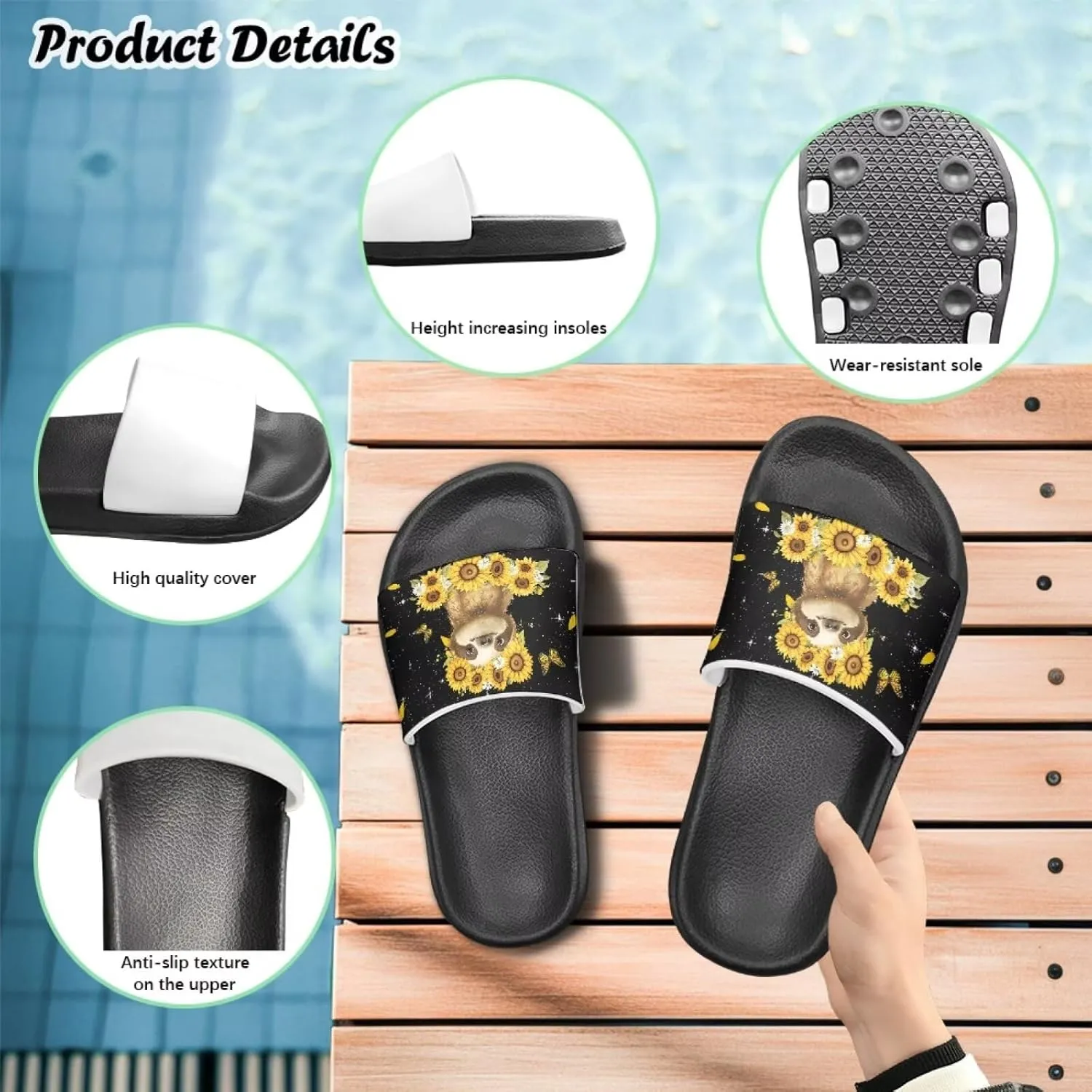 UNICEU Kids Slippers Slip-On Open Toe Quick Drying Slides Sandals Girls Boys Casual Non-Slip Lightweight Shower Shoes