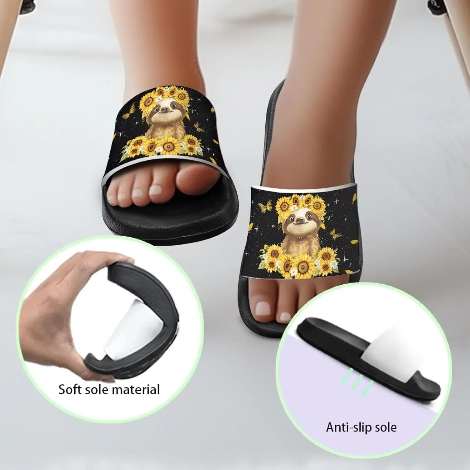 UNICEU Kids Slippers Slip-On Open Toe Quick Drying Slides Sandals Girls Boys Casual Non-Slip Lightweight Shower Shoes