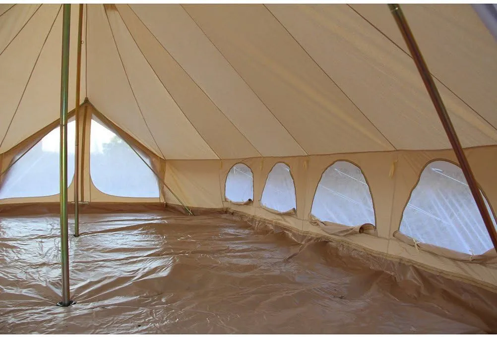 UNISTRENGH 6M Cotton Canvas Bell Tent 3 Doors Extra Large Waterproof Camper Tent with Roof Stove Hole for 8-12 People Camping Hiking Family Party