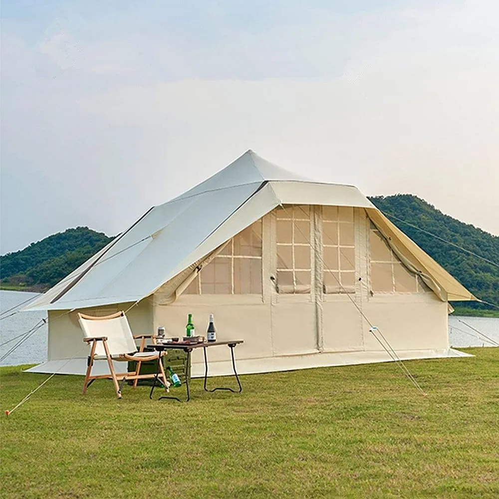 UNISTRENGH Waterproof Pop Up Cotton Inflatable Tent Outdoor 5-8 People Thickened Rainproof Camping Tent Large Space Roof Tent