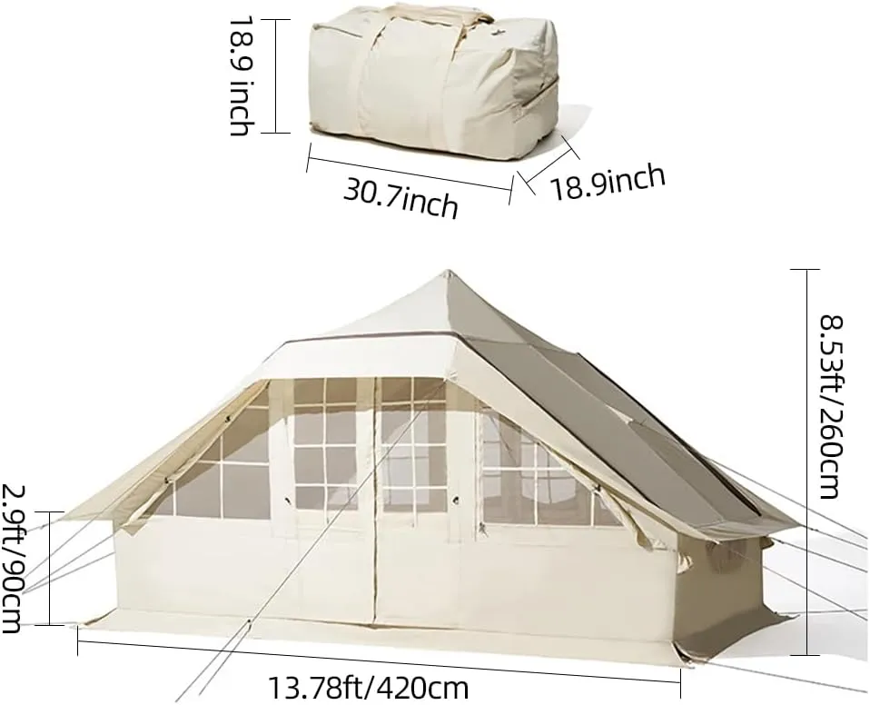 UNISTRENGH Waterproof Pop Up Cotton Inflatable Tent Outdoor 5-8 People Thickened Rainproof Camping Tent Large Space Roof Tent